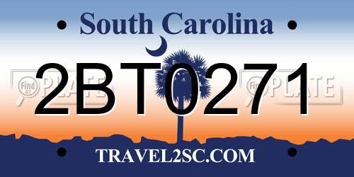 2BT0271 South Carolina License Plate