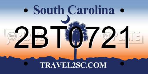2BT0721 South Carolina License Plate