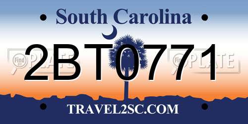 2BT0771 South Carolina License Plate