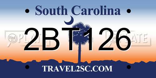 2BT126 South Carolina License Plate