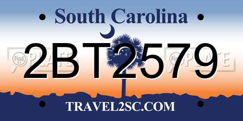 2BT2579 South Carolina License Plate