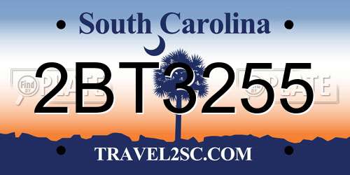 2BT3255 South Carolina License Plate