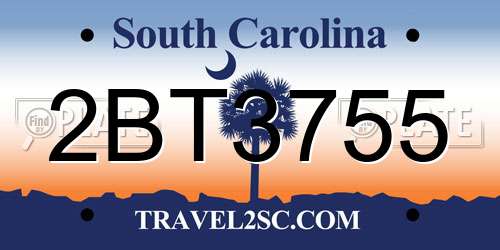 2BT3755 South Carolina License Plate