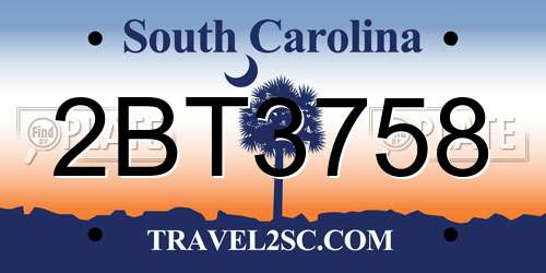 2BT3758 South Carolina License Plate