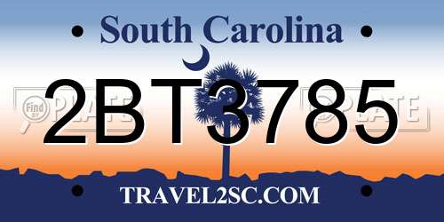 2BT3785 South Carolina License Plate