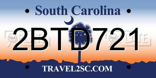2BTD721 South Carolina License Plate