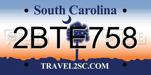 2BTE758 South Carolina License Plate