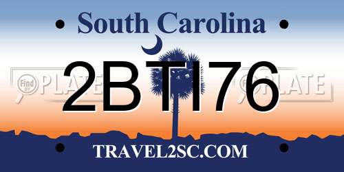 2BTI76 South Carolina License Plate