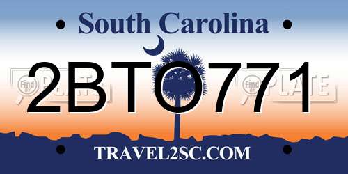 2BTO771 South Carolina License Plate