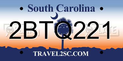 2BTQ221 South Carolina License Plate