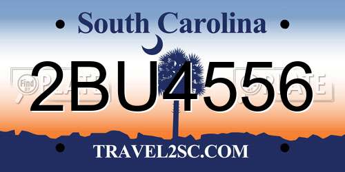 2BU4556 South Carolina License Plate