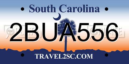 2BUA556 South Carolina License Plate