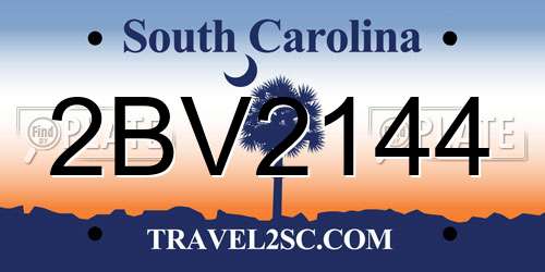 2BV2144 South Carolina License Plate