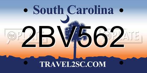 2BV562 South Carolina License Plate