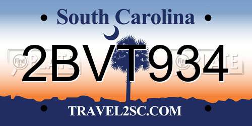 2BVT934 South Carolina License Plate