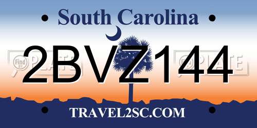 2BVZ144 South Carolina License Plate