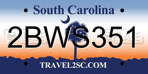2BWS351 South Carolina License Plate