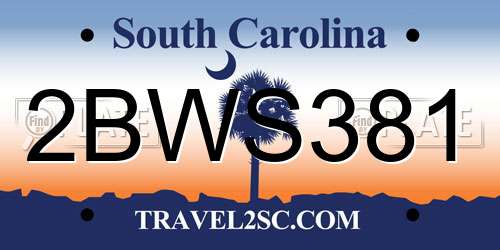 2BWS381 South Carolina License Plate