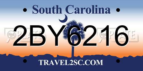 2BY6216 South Carolina License Plate