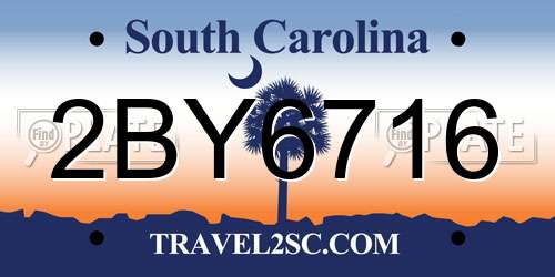 2BY6716 South Carolina License Plate