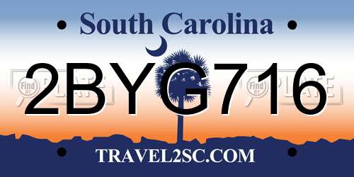 2BYG716 South Carolina License Plate