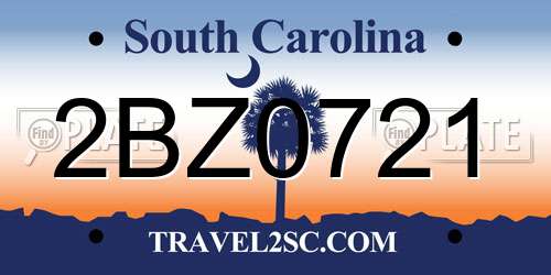 2BZ0721 South Carolina License Plate