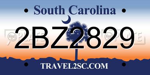 2BZ2829 South Carolina License Plate