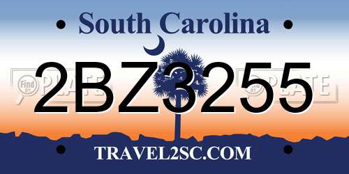 2BZ3255 South Carolina License Plate