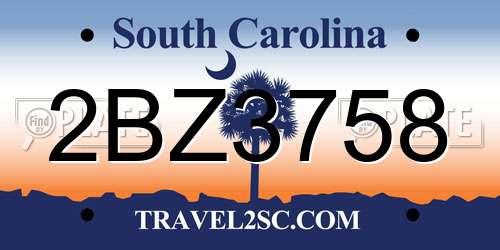 2BZ3758 South Carolina License Plate