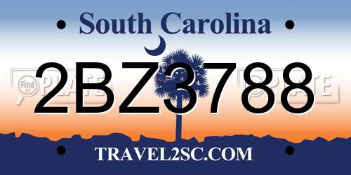 2BZ3788 South Carolina License Plate
