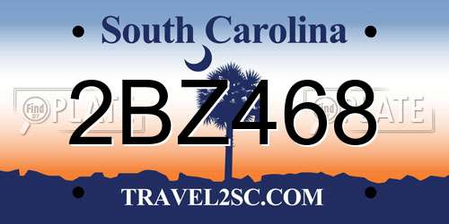 2BZ468 South Carolina License Plate