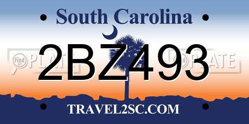 2BZ493 South Carolina License Plate
