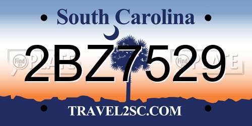 2BZ7529 South Carolina License Plate