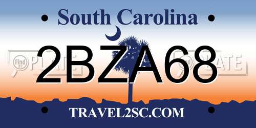 2BZA68 South Carolina License Plate