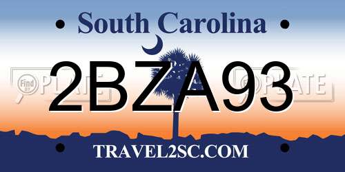 2BZA93 South Carolina License Plate