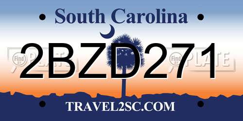 2BZD271 South Carolina License Plate