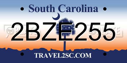 2BZE255 South Carolina License Plate