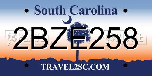 2BZE258 South Carolina License Plate