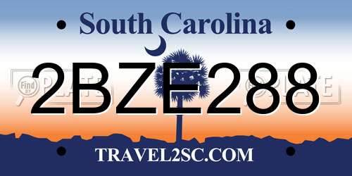 2BZE288 South Carolina License Plate