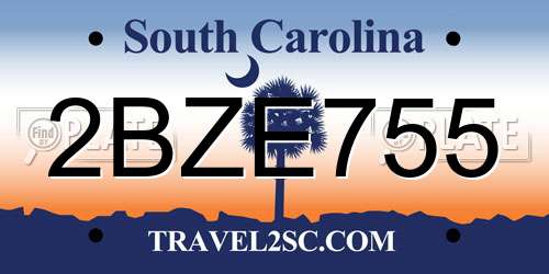 2BZE755 South Carolina License Plate