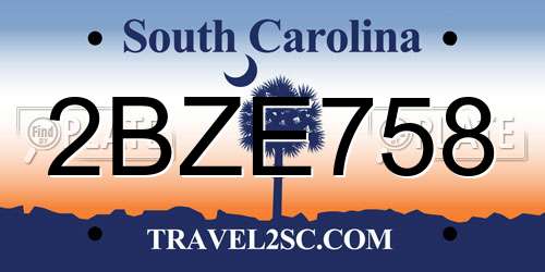 2BZE758 South Carolina License Plate