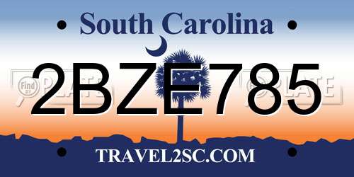 2BZE785 South Carolina License Plate