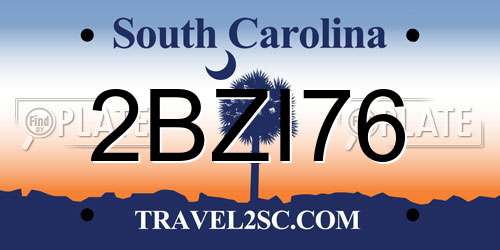 2BZI76 South Carolina License Plate