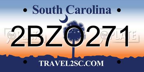 2BZO271 South Carolina License Plate