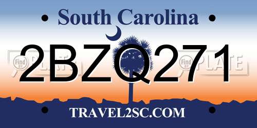 2BZQ271 South Carolina License Plate