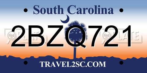 2BZQ721 South Carolina License Plate