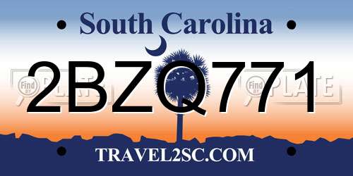 2BZQ771 South Carolina License Plate
