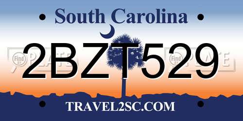 2BZT529 South Carolina License Plate