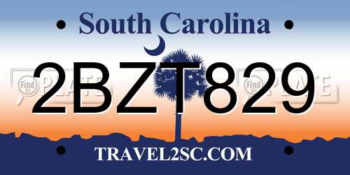 2BZT829 South Carolina License Plate