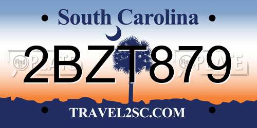 2BZT879 South Carolina License Plate